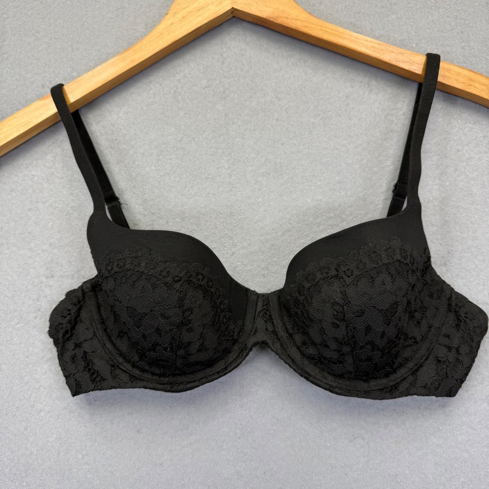 Victoria's Secret Body‎ By Victoria Black Lace Lined Demi Bra 34C 360091-A56
